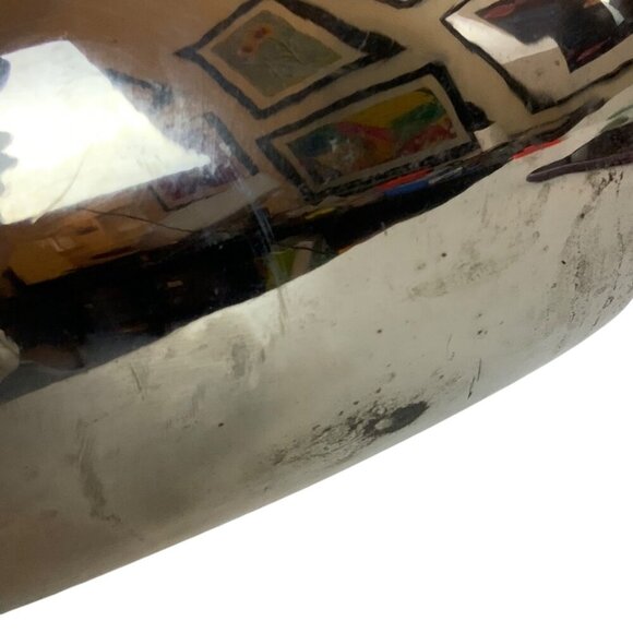 Vintage Round Metal Waste Basket With Embossed Brass Trim Made In India - Picture 6 of 7